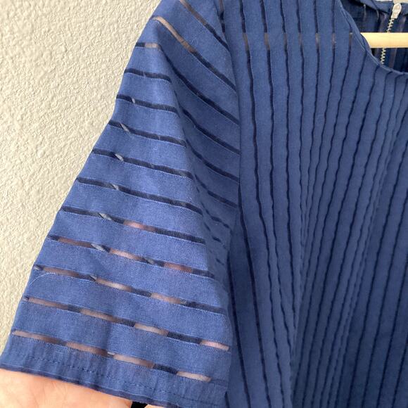 J. Crew Shadow Stripe Top - Semi Sheer - Navy Blue - 6 - Picture 5 of 8